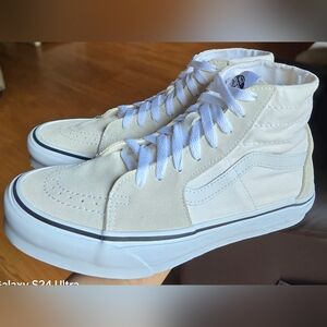Unisex 8.0 Men's/9.5 Women's VANS SK8-HI Bone White Suede/Canvas Shoes